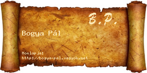 Bogya Pál névjegykártya